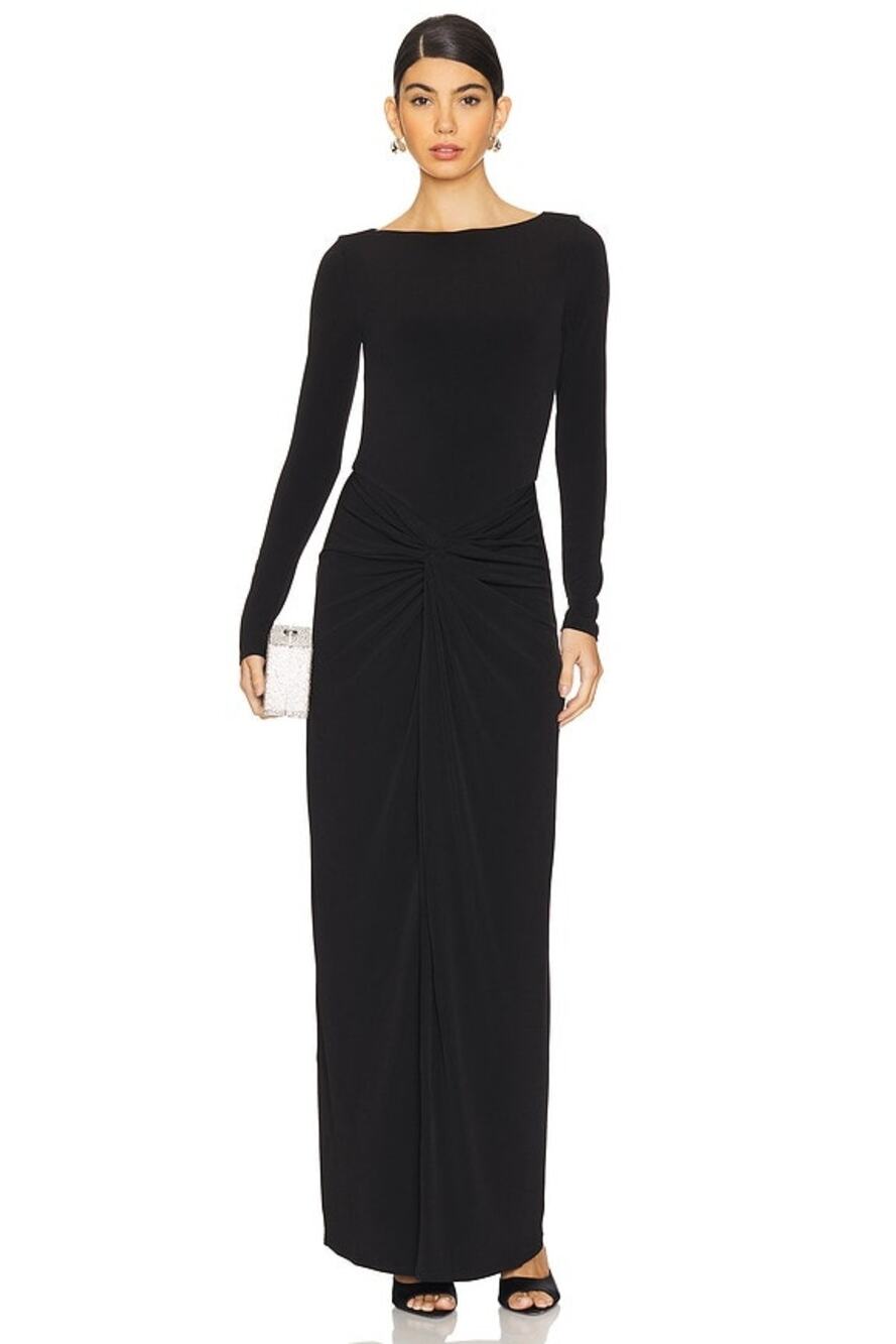 Lovers + Friends Ariana Black Goddess Minimalist Modest Formal Gown NWT XS